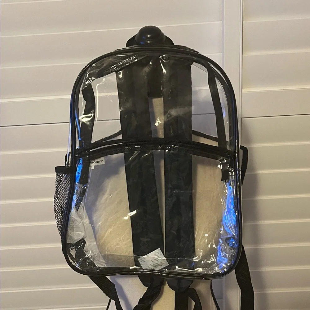 Clear Backpack with Black Trim for kids or adults - Picture 2 of 2
